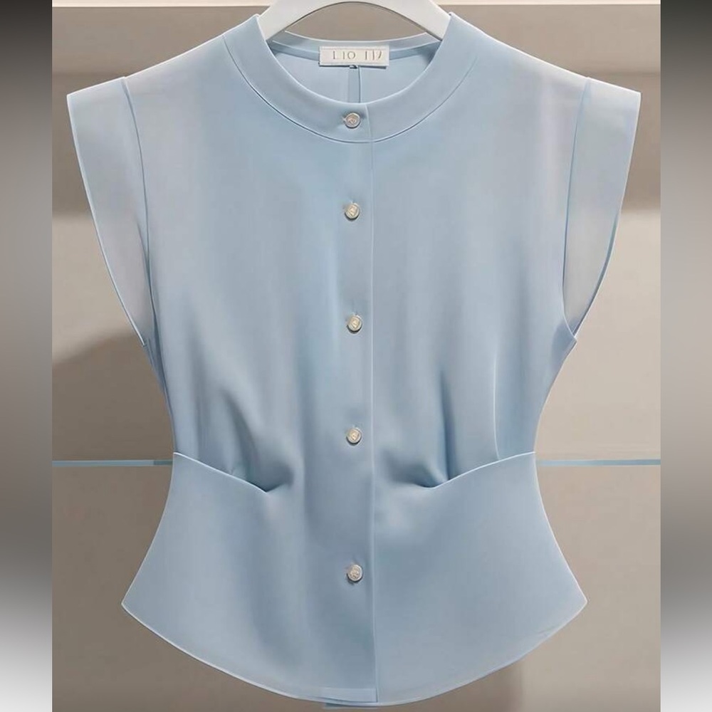 Lio Lio Light Blue Sleeveless Button-Down Blouse